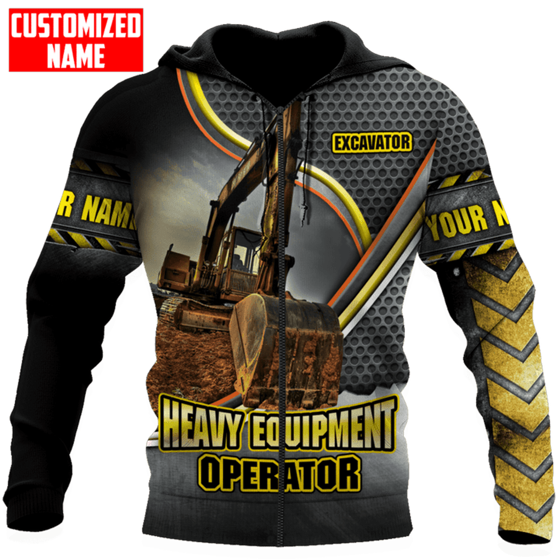 FUNSTUFFPRINT Personalized Excavator Heavy Equipment Operator 3D Hoodie and Zip Hoodie