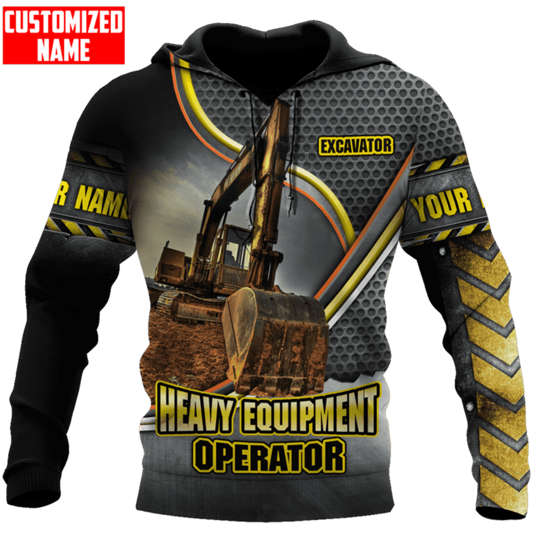 FUNSTUFFPRINT Personalized Excavator Heavy Equipment Operator 3D Hoodie and Zip Hoodie