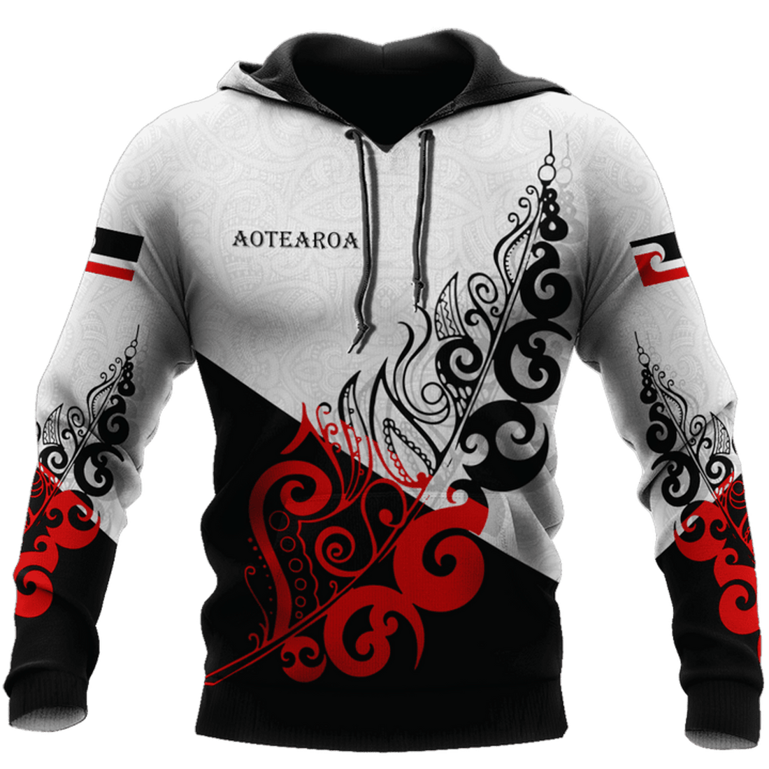 FUNSTUFFPRINT New Zealand Aotearoa Maori Fern Pattern 3D Hoodie and Zip Hoodie