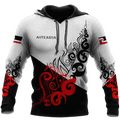 FUNSTUFFPRINT New Zealand Aotearoa Maori Fern Pattern 3D Hoodie and Zip Hoodie