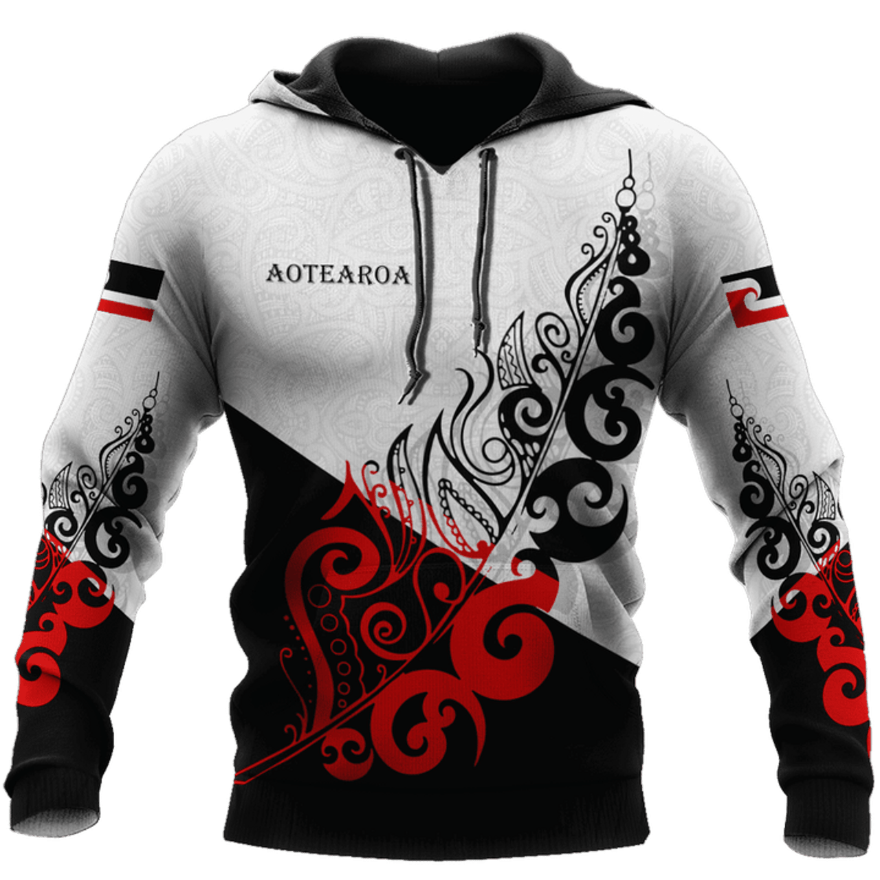 FUNSTUFFPRINT New Zealand Aotearoa Maori Fern Pattern 3D Hoodie and Zip Hoodie