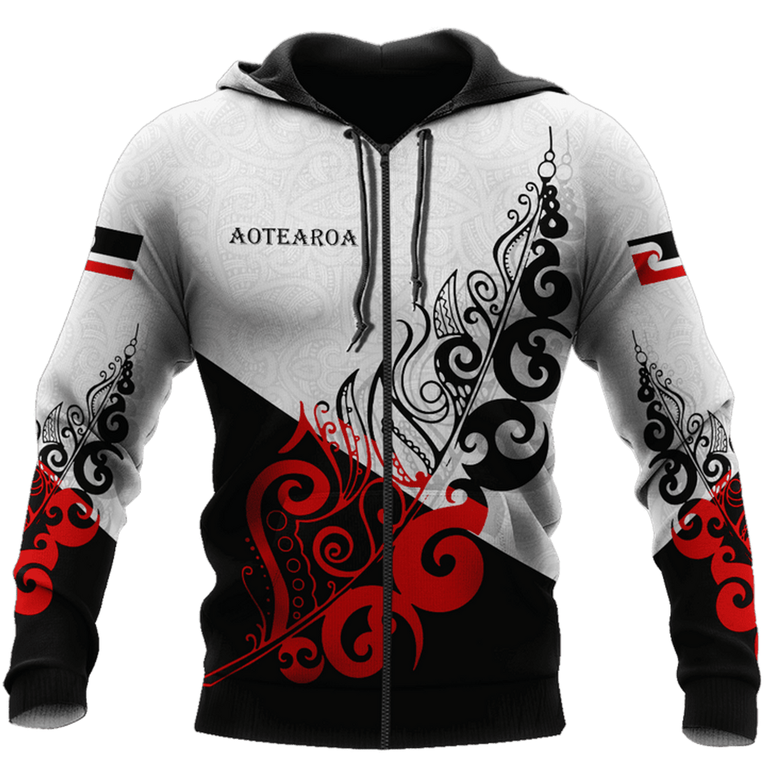 FUNSTUFFPRINT New Zealand Aotearoa Maori Fern Pattern 3D Hoodie and Zip Hoodie