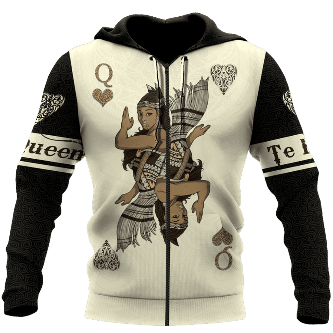 FUNSTUFFPRINT New Zealand Maori Aotearoa Queen Te Kuini 3D Hoodie and Zip Hoodie