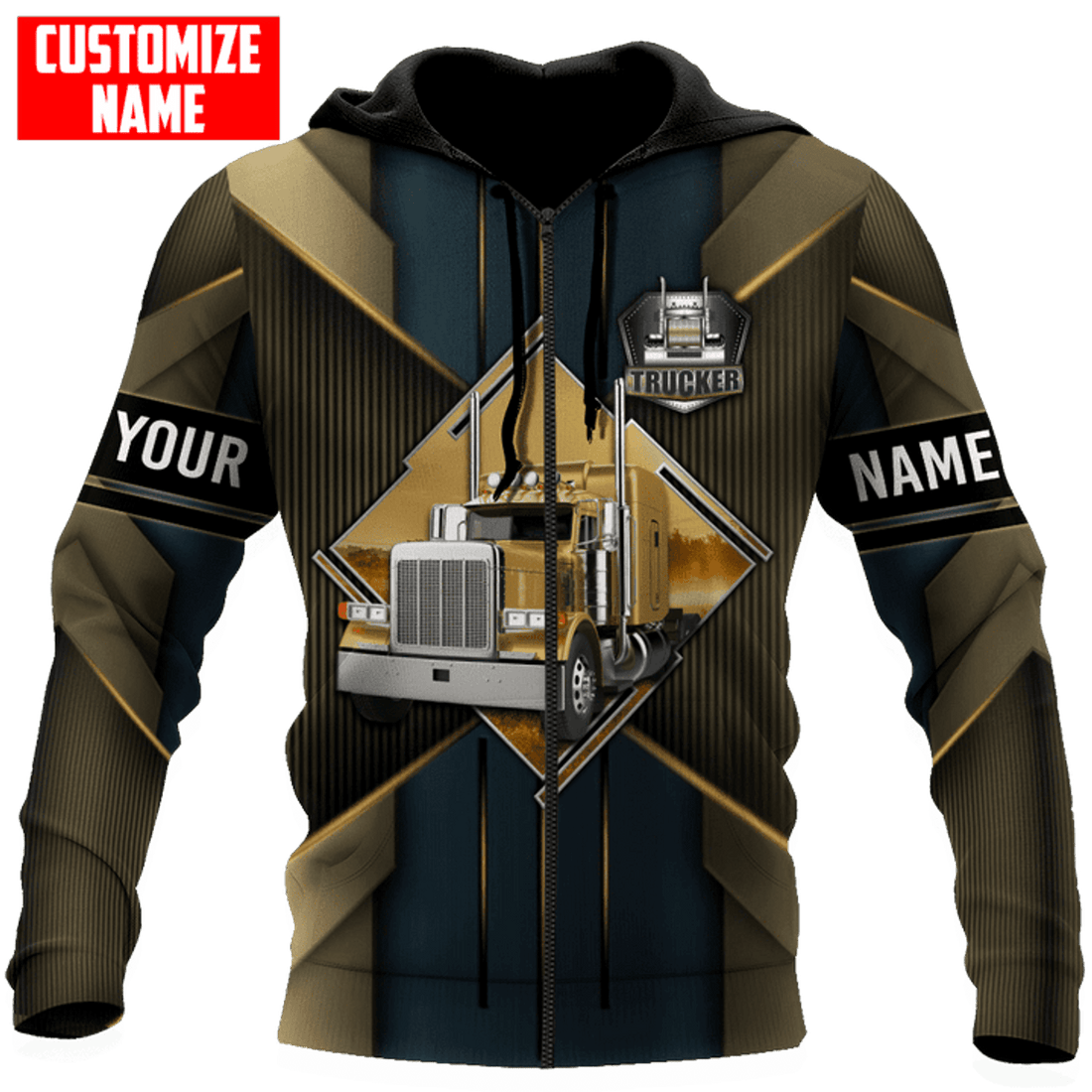FUNSTUFFPRINT Personalized Trucker Hoodie KLBM 3D Hoodie and Zip Hoodie