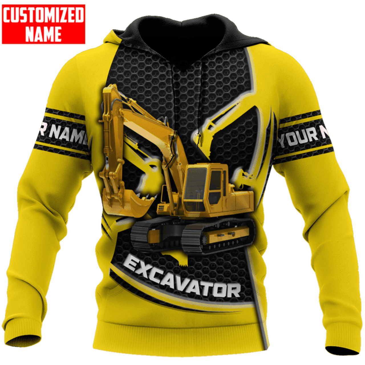 FUNSTUFFPRINT Personalized Excavator Hoodie NHBM 3D Hoodie and Zip Hoodie