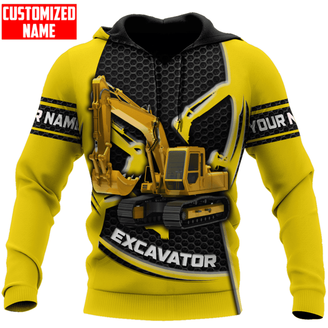 FUNSTUFFPRINT Personalized Excavator Hoodie NHBM 3D Hoodie and Zip Hoodie