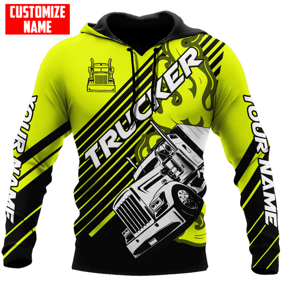 FUNSTUFFPRINT Personalized Trucker Hoodie 3D Hoodie and Zip Hoodie