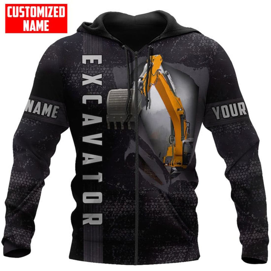 FUNSTUFFPRINT Personalized Excavator Hoodie ABM 3D Hoodie and Zip Hoodie