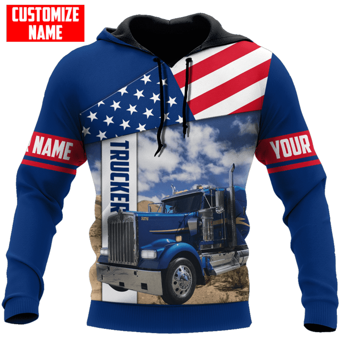 FUNSTUFFPRINT Personalized Trucker Hoodie KLBM 3D Hoodie and Zip Hoodie