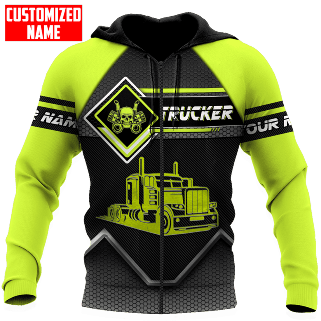 FUNSTUFFPRINT Personalized Trucker Hoodie NHBM 3D Hoodie and Zip Hoodie