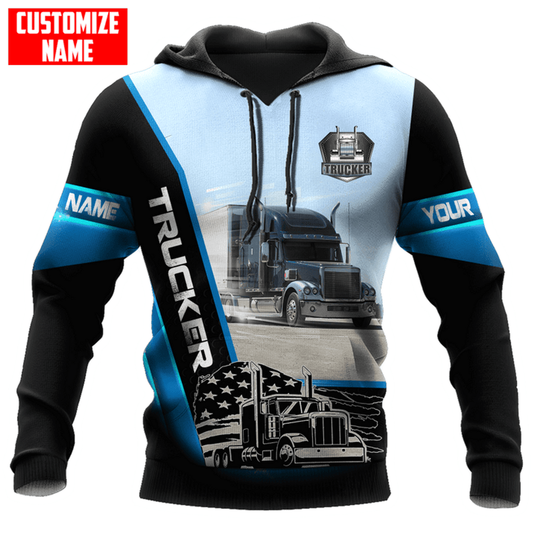 FUNSTUFFPRINT Personalized Trucker Hoodie MHBM 3D Hoodie and Zip Hoodie