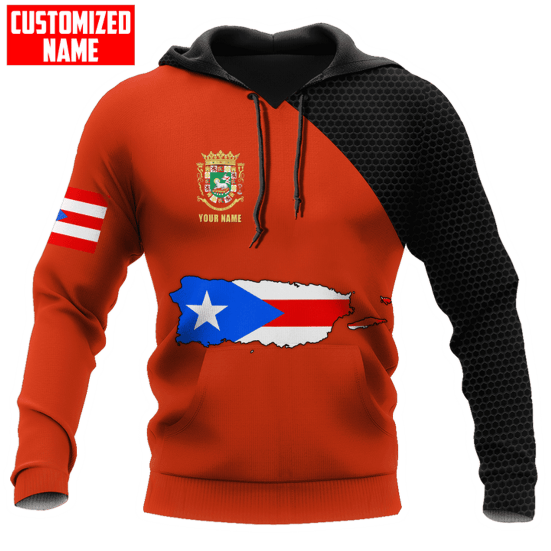 FUNSTUFFPRINT- Personalized Name Puerto Rico 3D Hoodie and Zip Hoodie