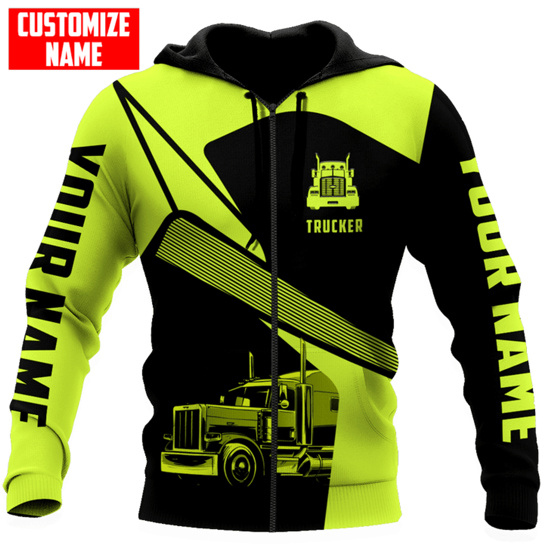 FUNSTUFFPRINT Custom Trucker 3D Hoodie and Zip Hoodie