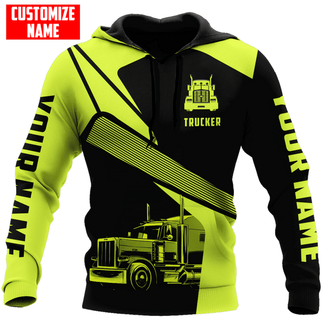 FUNSTUFFPRINT Custom Trucker 3D Hoodie and Zip Hoodie