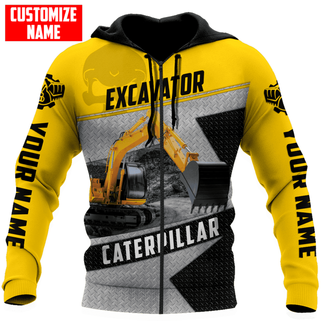 FUNSTUFFPRINT Personalized Excavator 3D Hoodie and Zip Hoodie