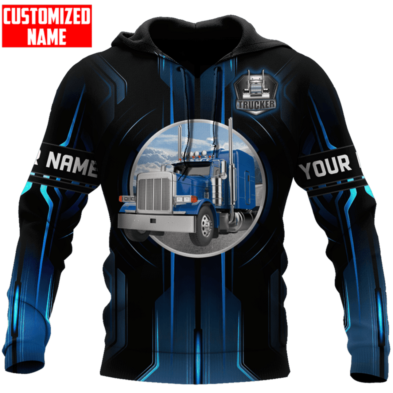 FUNSTUFFPRINT Personalized Trucker 3D Hoodie and Zip Hoodie