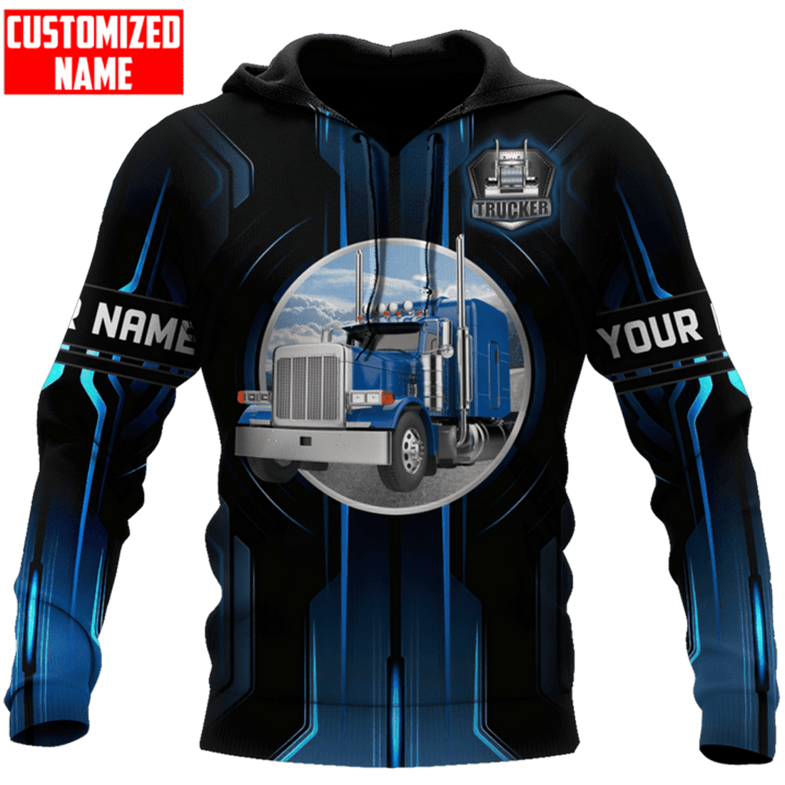 FUNSTUFFPRINT Personalized Trucker 3D Hoodie and Zip Hoodie