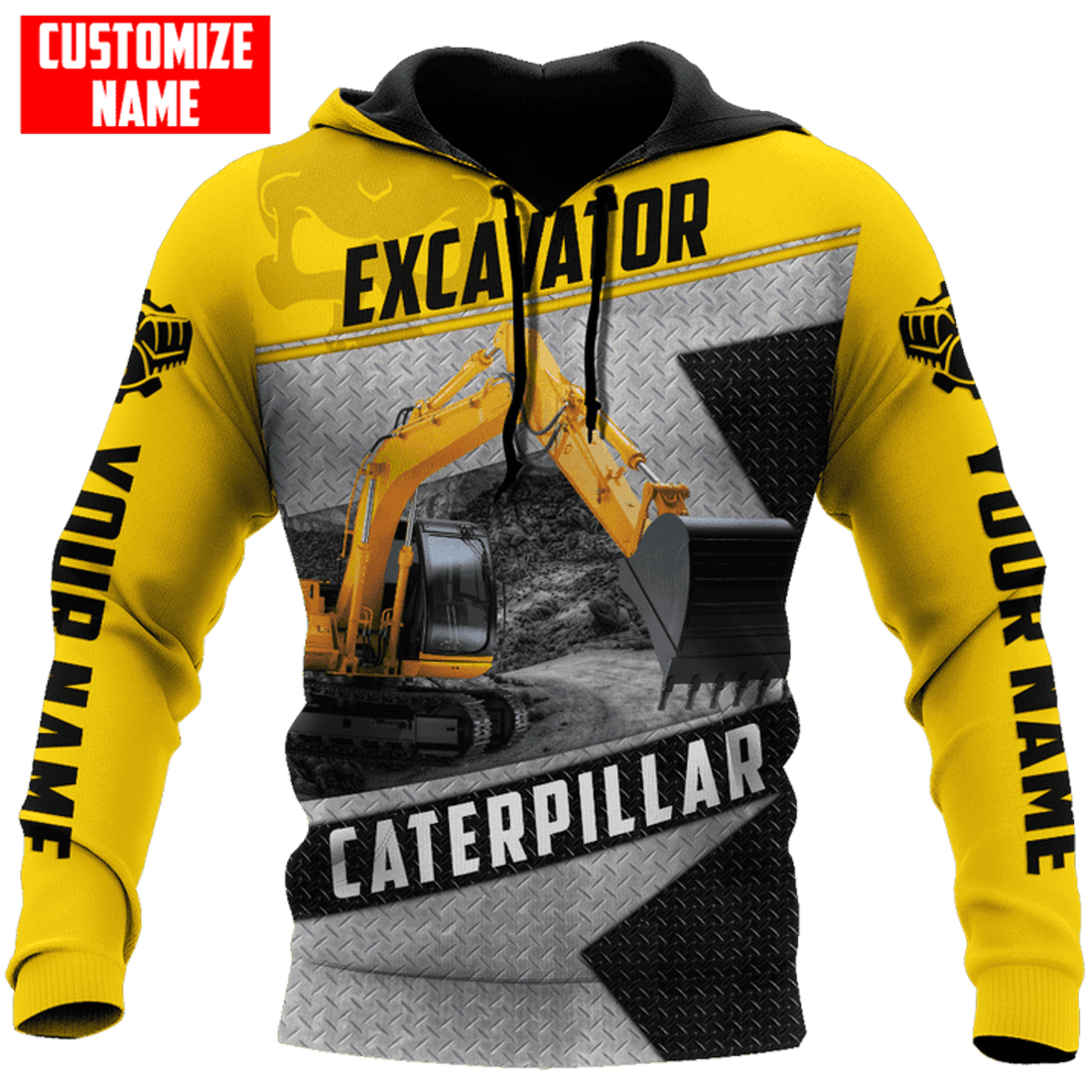FUNSTUFFPRINT Personalized Excavator 3D Hoodie and Zip Hoodie
