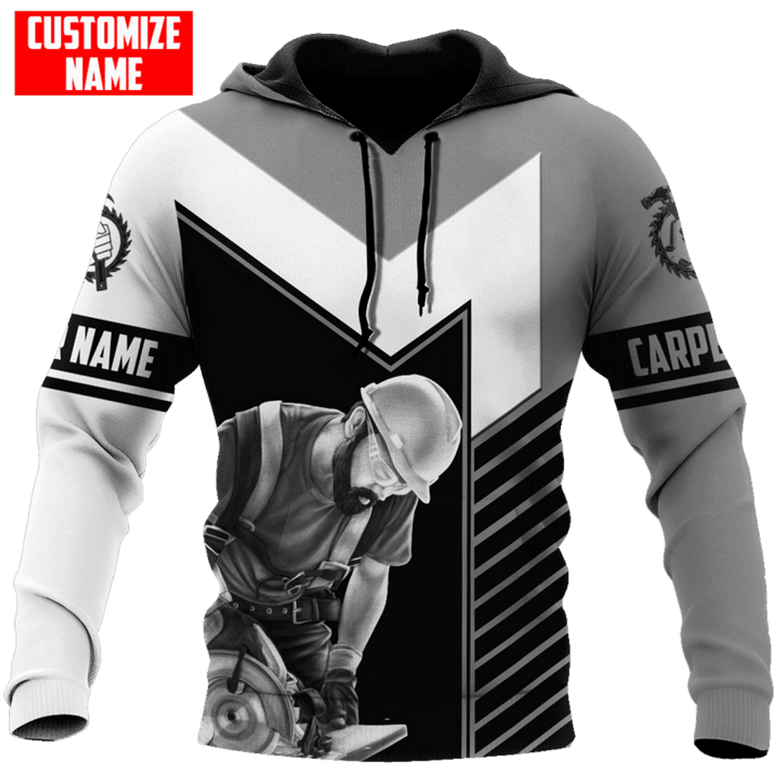 FUNSTUFFPRINT Personalized Carpenter Grey 3D Hoodie and Zip Hoodie