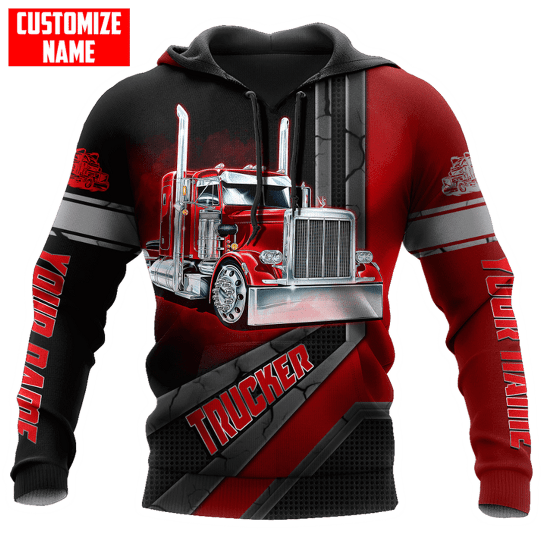FUNSTUFFPRINT- Personalized Trucker 3D Hoodie and Zip Hoodie