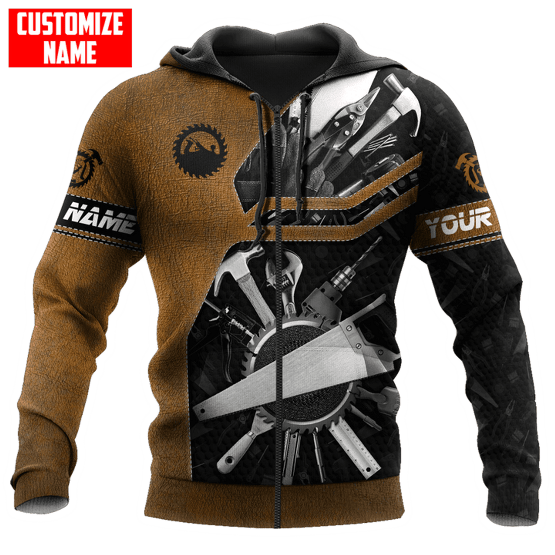 FUNSTUFFPRINT Personalized Name Carpenter 3D Hoodie and Zip Hoodie