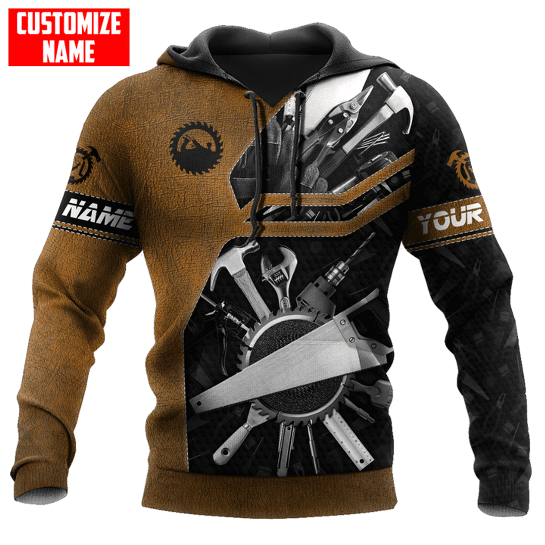 FUNSTUFFPRINT Personalized Name Carpenter 3D Hoodie and Zip Hoodie