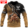 FUNSTUFFPRINT - Personalized Bull Riding 3D Hoodie and Zip Hoodie