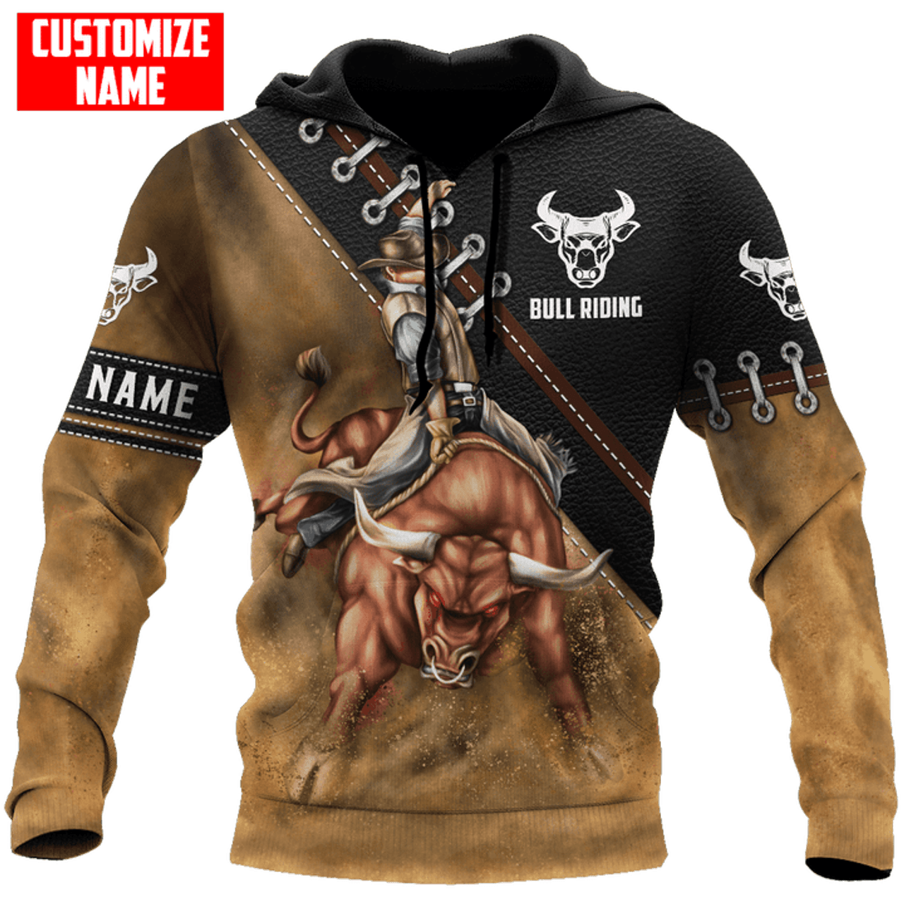 FUNSTUFFPRINT - Personalized Bull Riding 3D Hoodie and Zip Hoodie