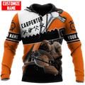 FUNSTUFFPRINT Personalized Carpenter Orange Tool 3D Hoodie and Zip Hoodie