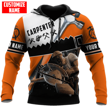 FUNSTUFFPRINT Personalized Carpenter Orange Tool 3D Hoodie and Zip Hoodie