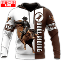 FUNSTUFFPRINT Personalized Bull Riding 3D Hoodie and Zip Hoodie