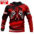 FUNSTUFFPRINT Personalized Racing Red Smoke 3D Hoodie and Zip Hoodie