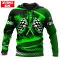 FUNSTUFFPRINT personalized Racing Green Smoke 3D Hoodie and Zip Hoodie