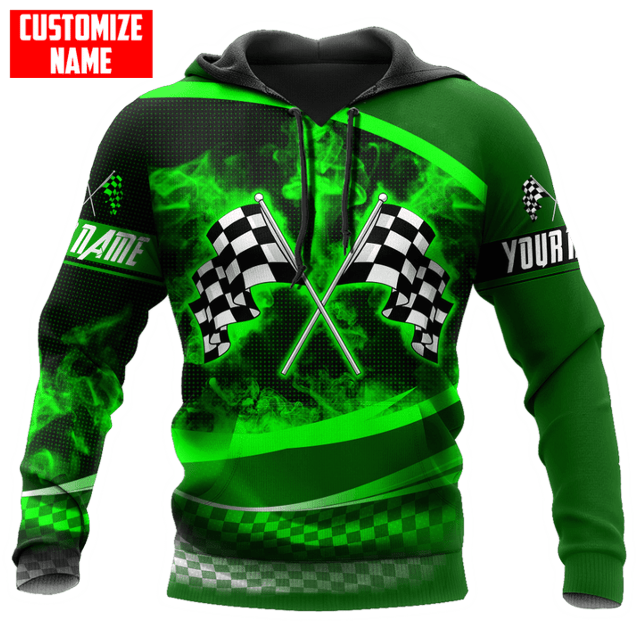 FUNSTUFFPRINT personalized Racing Green Smoke 3D Hoodie and Zip Hoodie