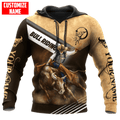 FUNSTUFFPRINT Personalized Bull Riding New Brown 3D Hoodie and Zip Hoodie