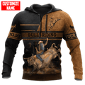 FUNSTUFFPRINT Personalized Bull Riding Brown Line 3D Hoodie and Zip Hoodie