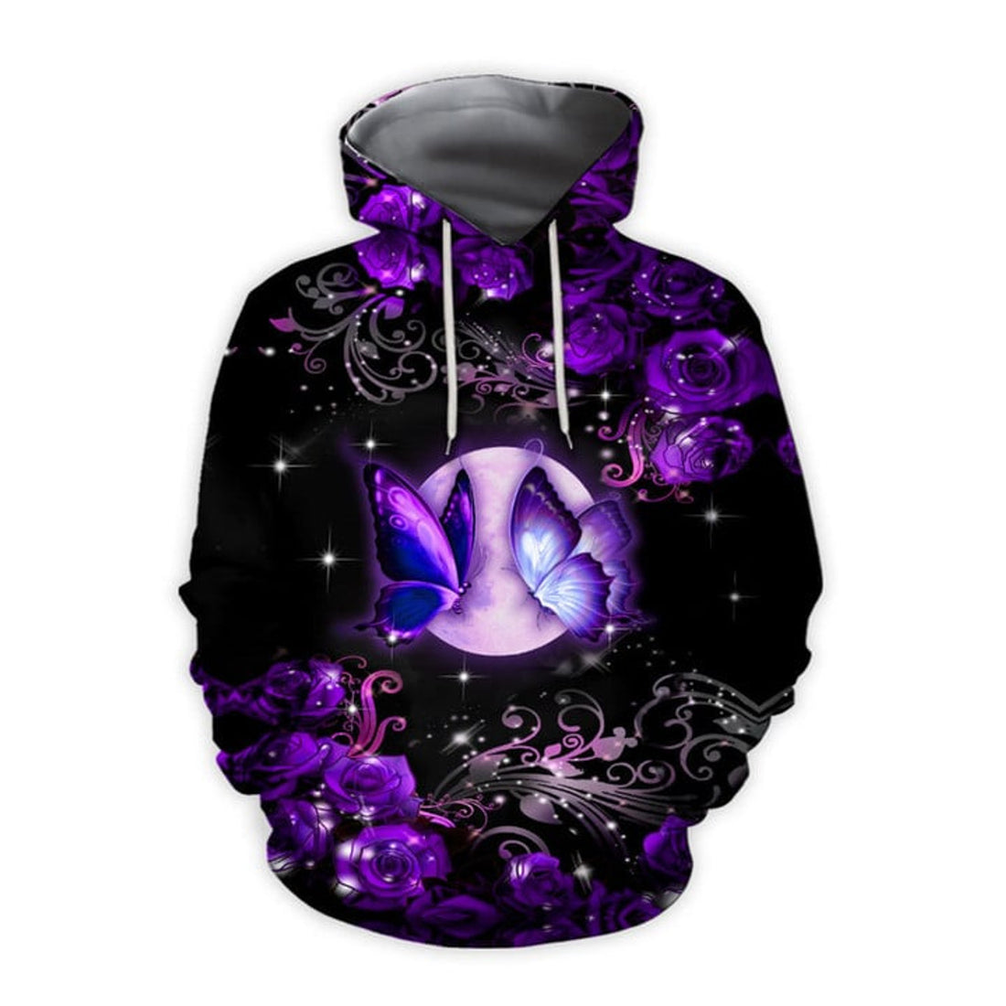 FUNSTUFFPRINT Purple Butterfly 3D Hoodie and Zip Hoodie