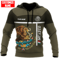 FUNSTUFFPRINT Personalized Mexican White Line 3D Hoodie and Zip Hoodie