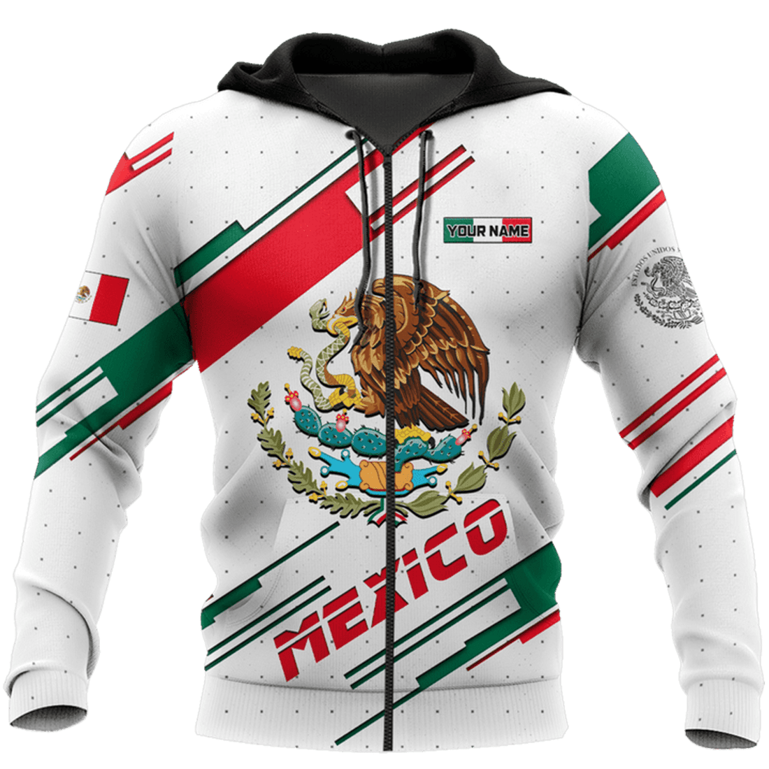 FUNSTUFFPRINT Personalized Mexico Line Dot 3D Hoodie and Zip Hoodie