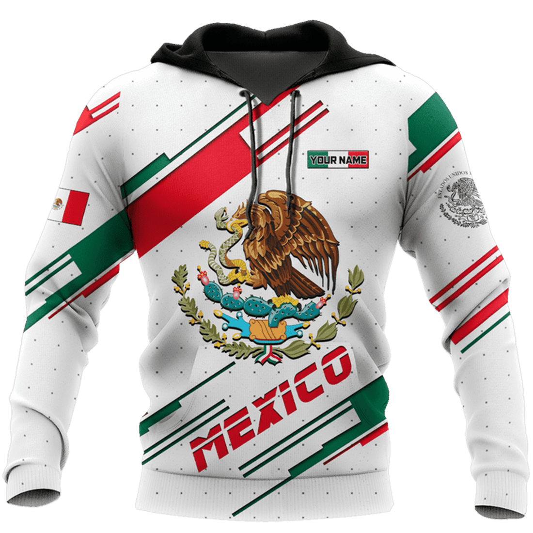FUNSTUFFPRINT Personalized Mexico Line Dot 3D Hoodie and Zip Hoodie