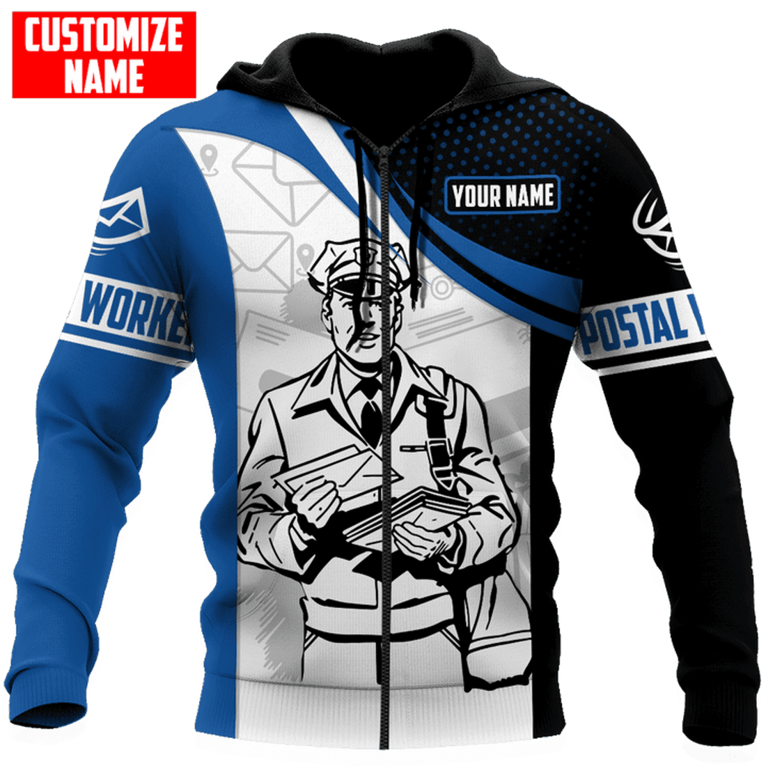 FUNSTUFFPRINT Personalized Postal Worker 3D Hoodie and Zip Hoodie