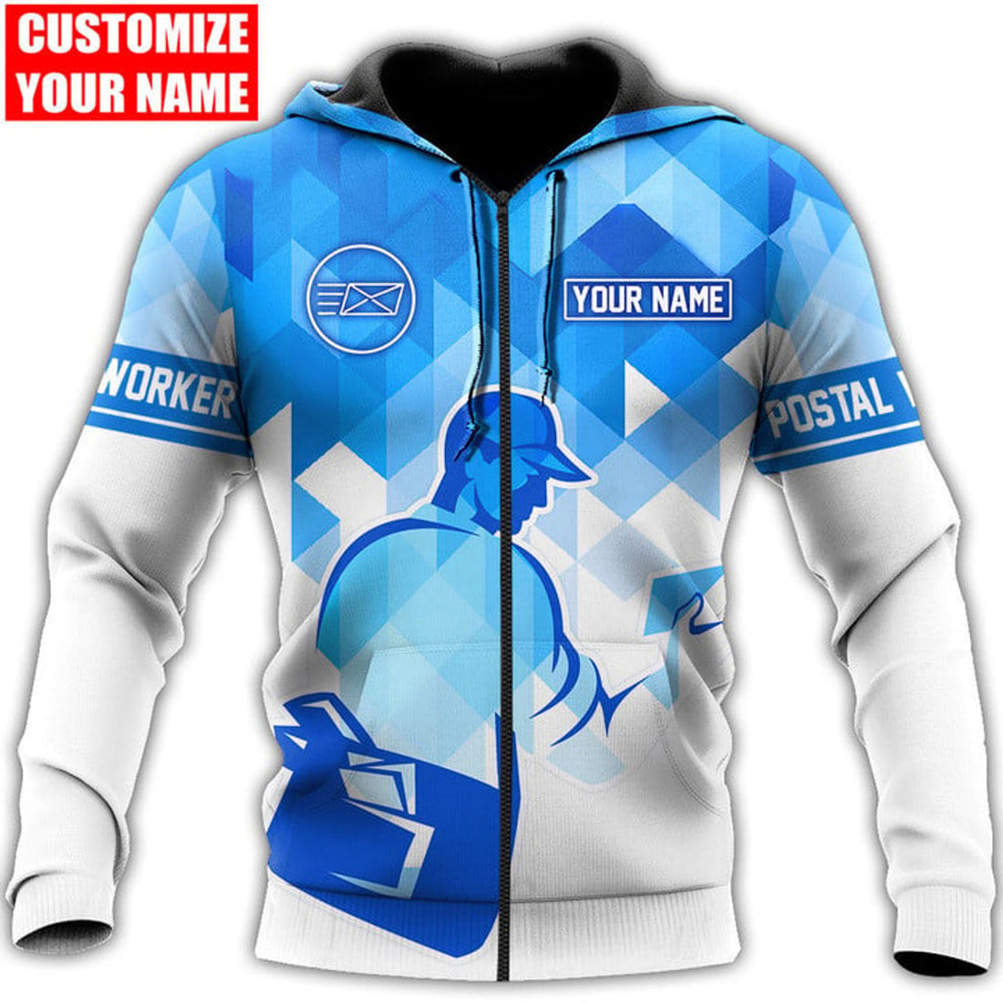 FUNSTUFFPRINT Personalized Postal Worker Polygon 3D Hoodie and Zip Hoodie