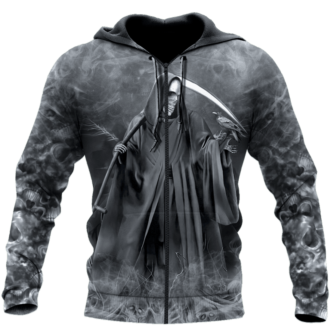 FUNSTUFFPRINT Skull Grim Reaper 3D Hoodie and Zip Hoodie