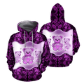 FUNSTUFFPRINT Purple Teddy Turquoise Color 3D Hoodie and Zip Hoodie