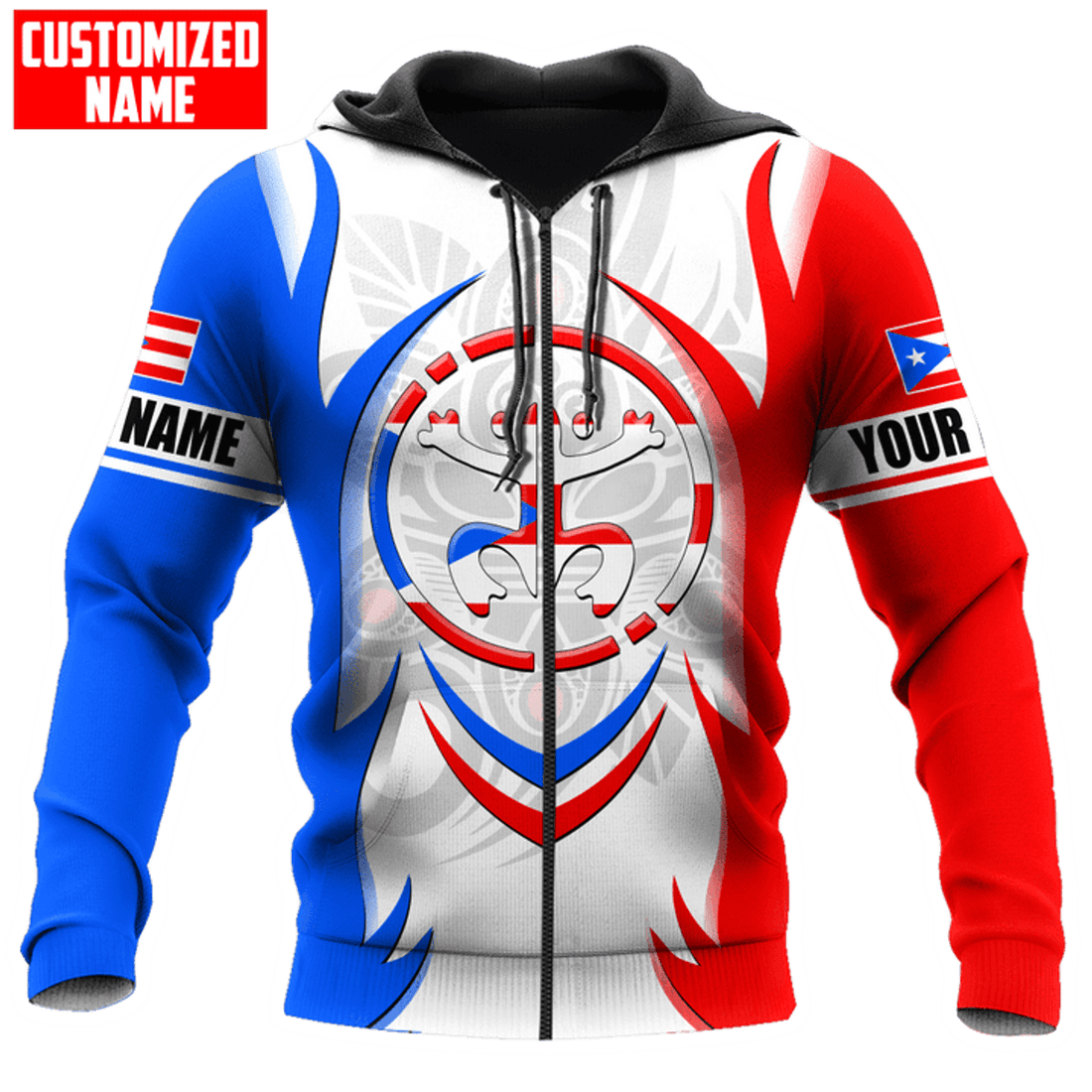 FUNSTUFFPRINT Personalized Peruto Rico Frog Coqui 3D Hoodie and Zip Hoodie