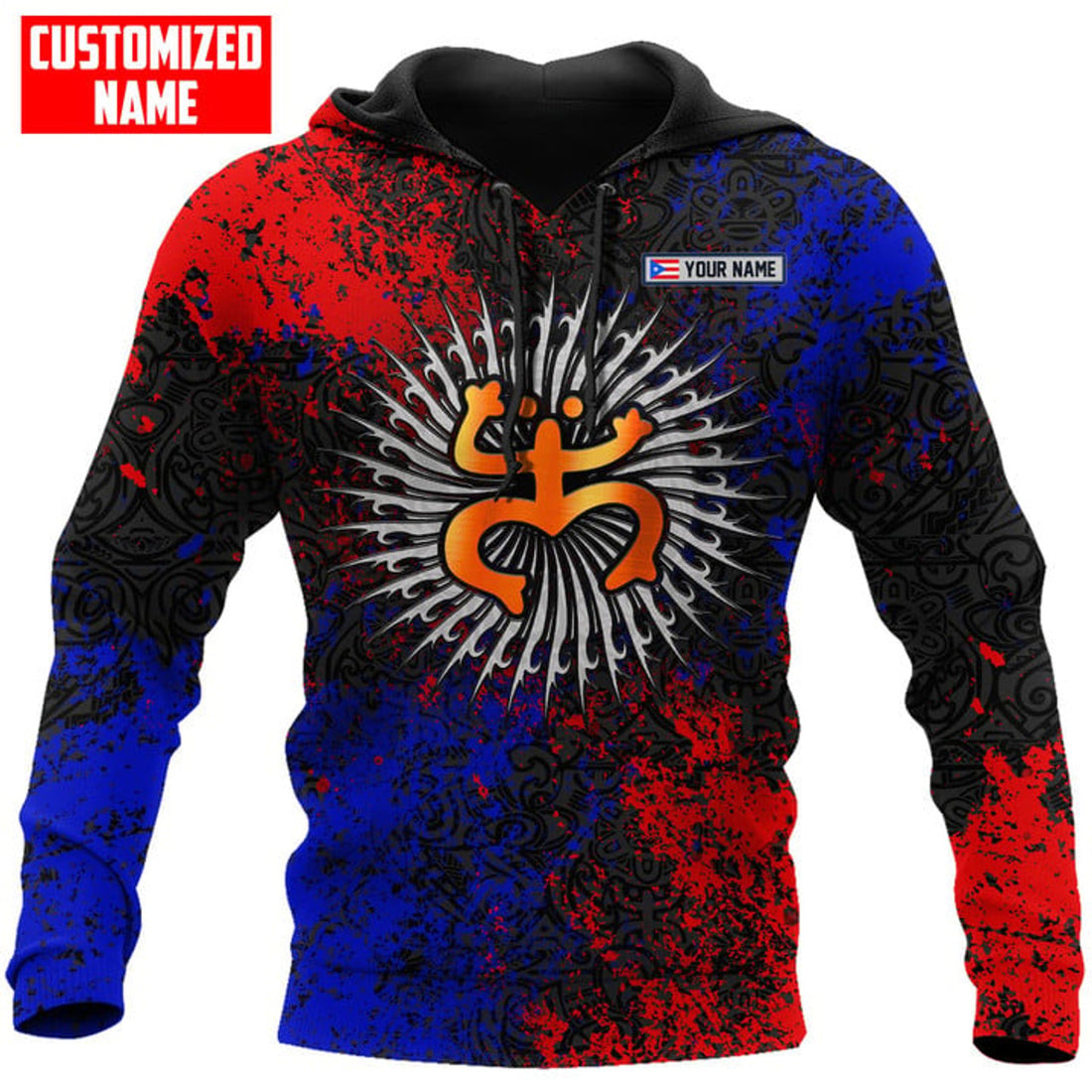 FUNSTUFFPRINT Personalized Peurto Rico Color Dust 3D Hoodie and Zip Hoodie