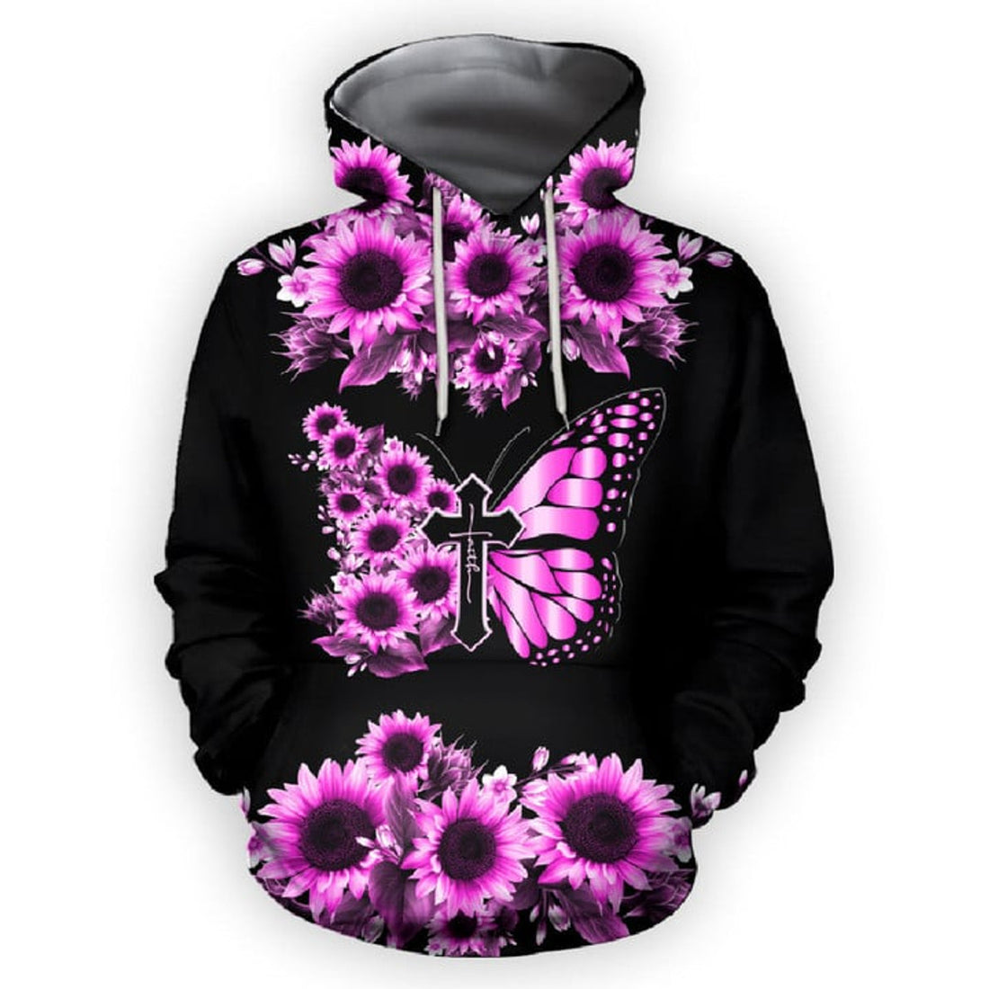 FUNSTUFFPRINT Sunflower Butterfly 3D Hoodie and Zip Hoodie