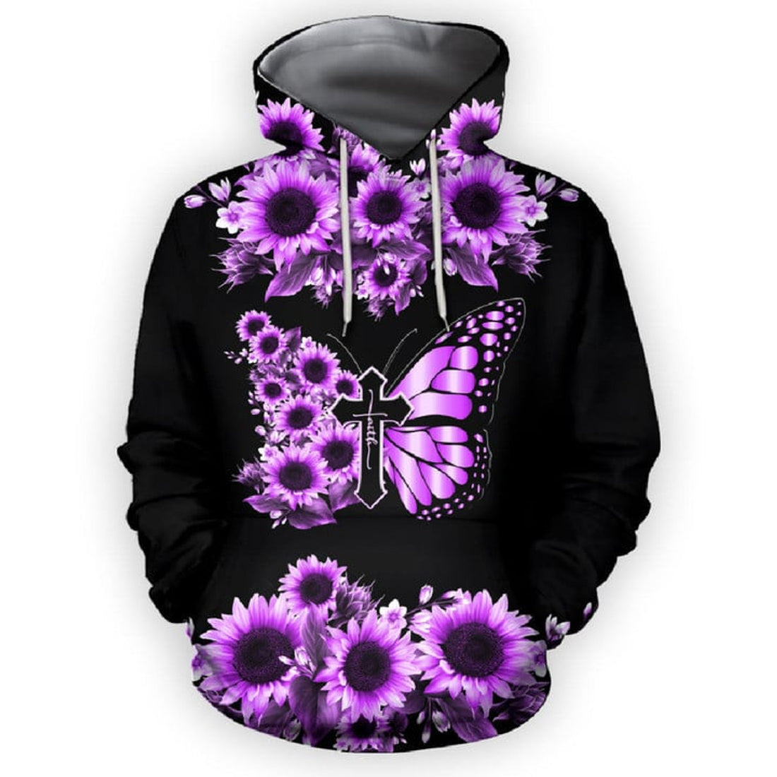 FUNSTUFFPRINT Sunflower Butterfly 3D Hoodie and Zip Hoodie