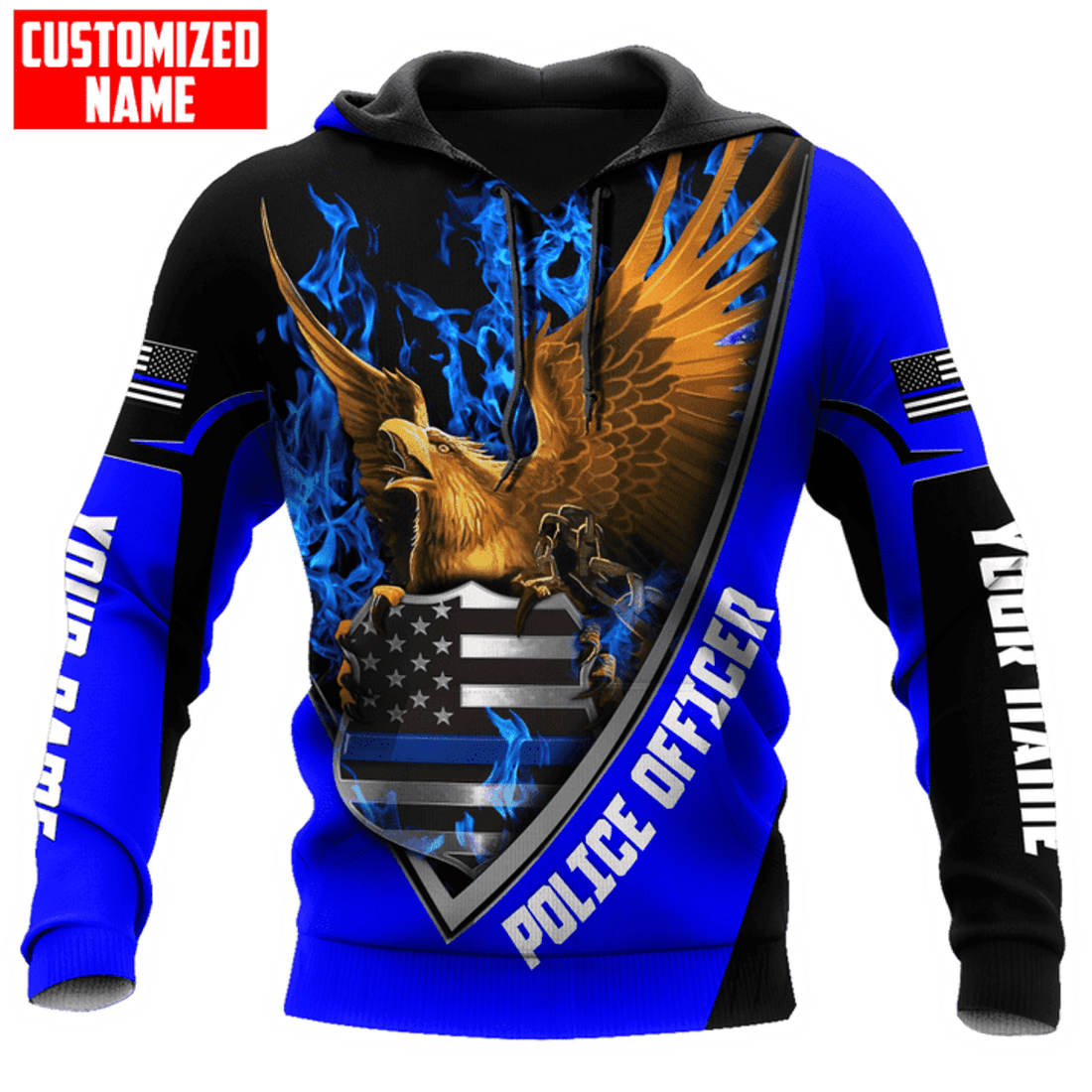 FUNSTUFFPRINT Personalized Police Officer Eagle 3D Hoodie and Zip Hoodie