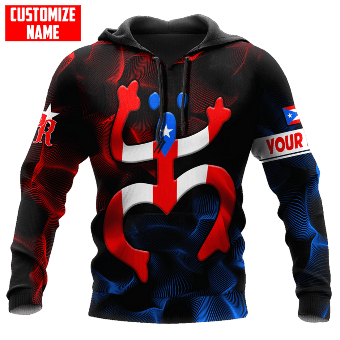 FUNSTUFFPRINT Personalized Puerto Rico Coqui Frog Lightning 3D Hoodie and Zip Hoodie